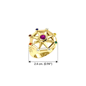Surya Sun Solid Yellow Gold Ring GRI1245